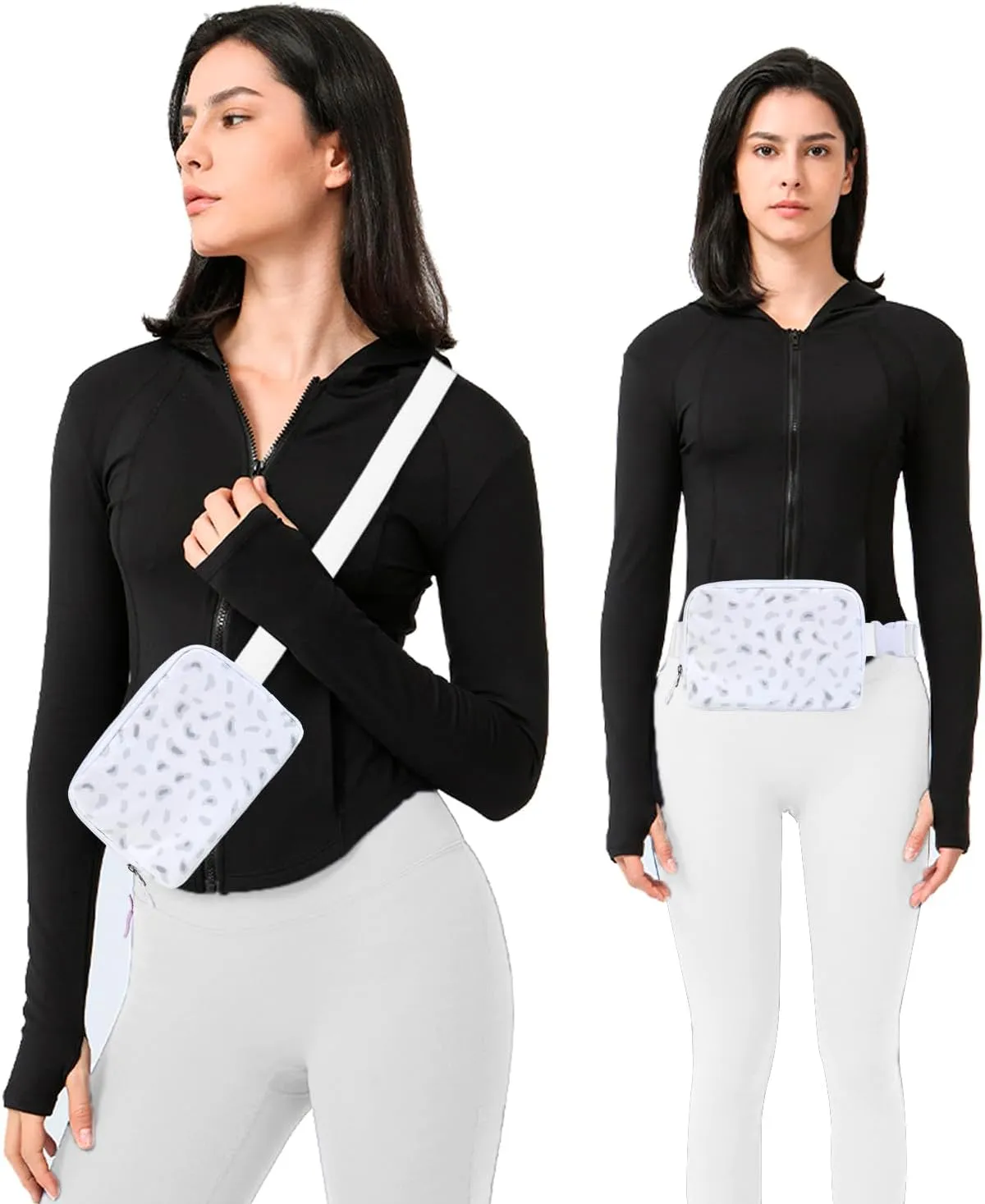 Belt bag Fanny pack crossbody bags for women Everywhere belt bag (Leopard White)