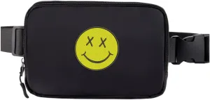 Belt Bag Smile Fanny Crossbody Bags Waist Packs With 3 Pockets (Black)