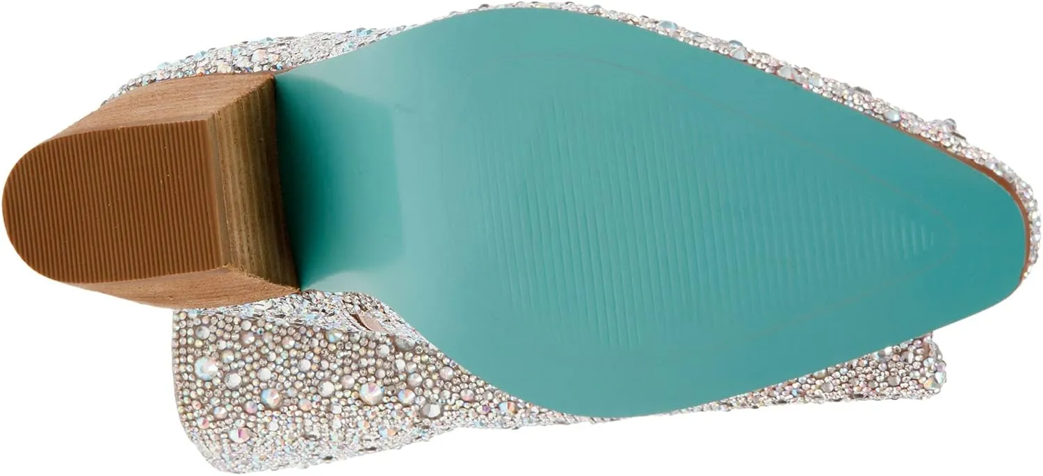 Blue by Betsey Johnson Rodeo Western Boots – Embellished Upper – Synthetic Outsole – Pointed Toe