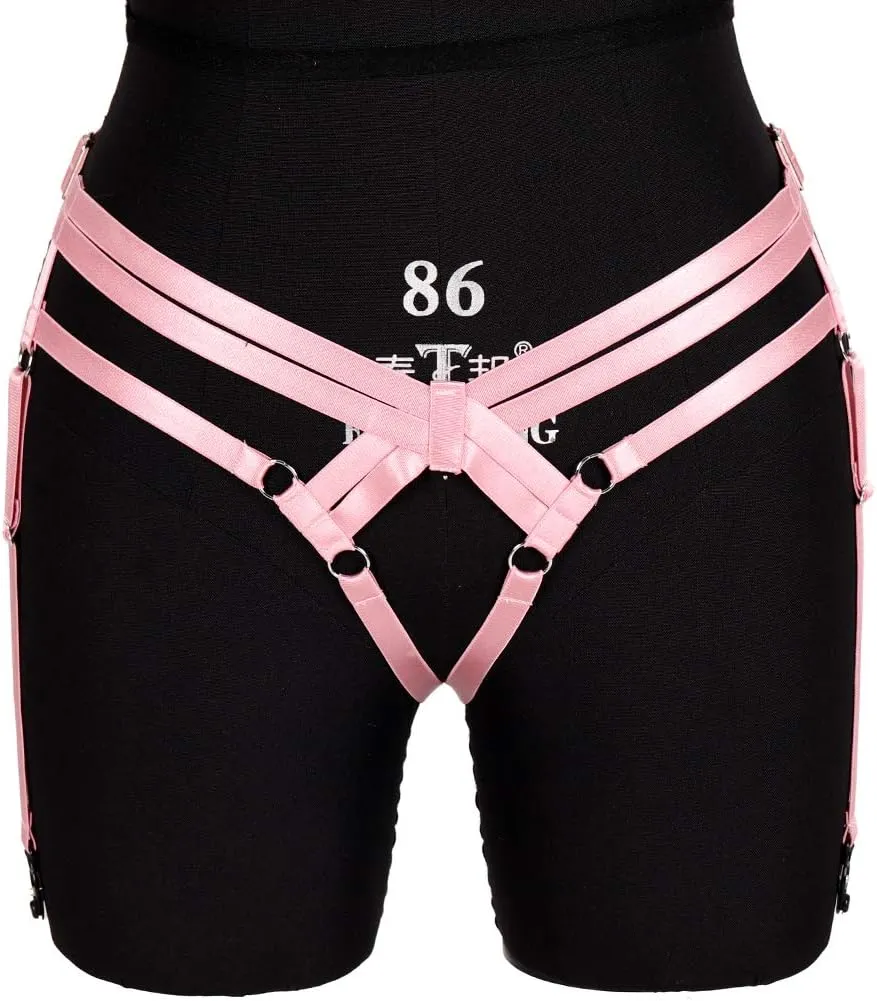 BODY CAGE Women's Leg Belt Harness Garter Shorts Long Tube Strap Punk Gothic Adjustable