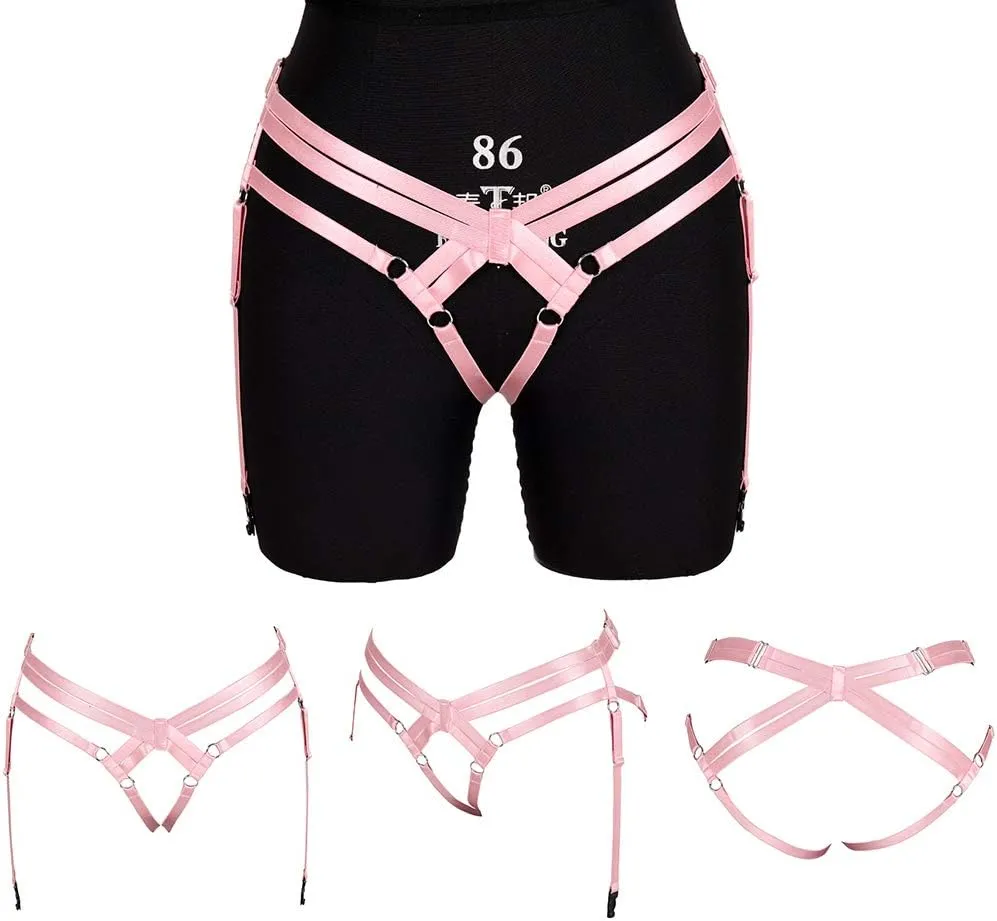 BODY CAGE Women's Leg Belt Harness Garter Shorts Long Tube Strap Punk Gothic Adjustable