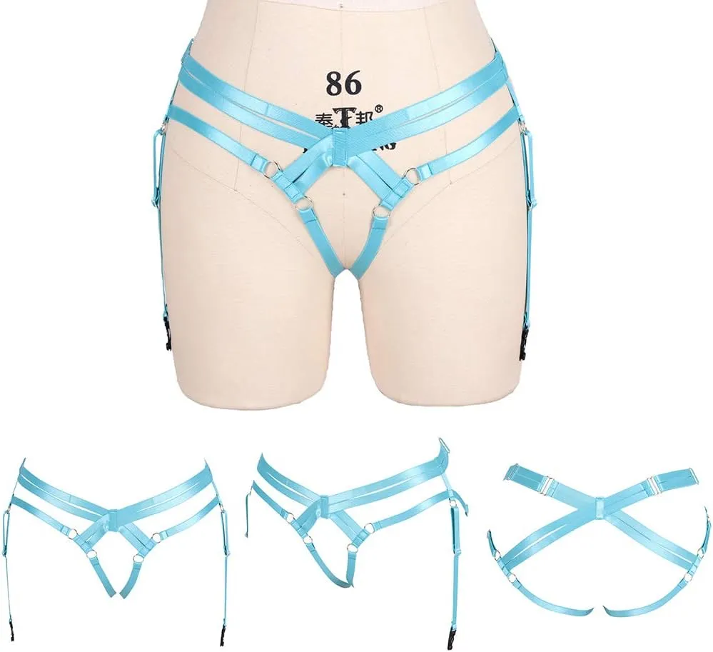 BODY CAGE Women's Leg Belt Harness Garter Shorts Long Tube Strap Punk Gothic Adjustable