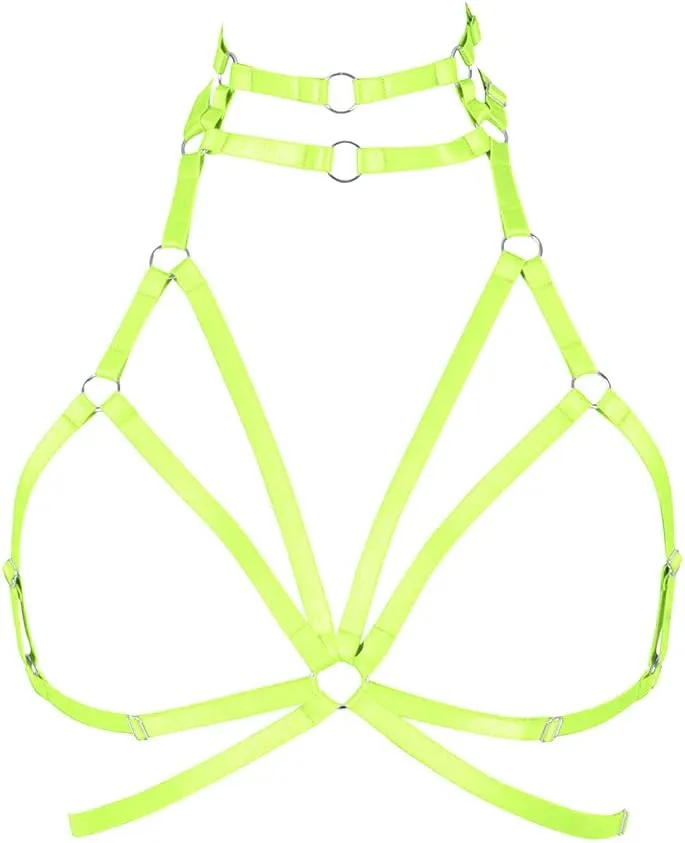 Body harness for women Bra Goth Stretchy fabric Halloween Plus size Punk Chest strap belt Festival rave Lingerie cage