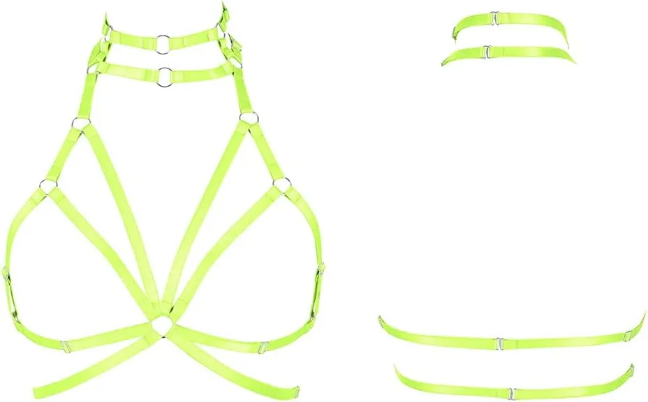 Body harness for women Bra Goth Stretchy fabric Halloween Plus size Punk Chest strap belt Festival rave Lingerie cage