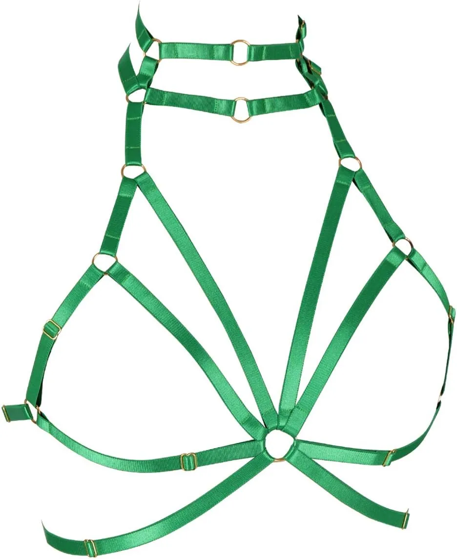 Body harness for women Bra Goth Stretchy fabric Halloween Plus size Punk Chest strap belt Festival rave Lingerie cage