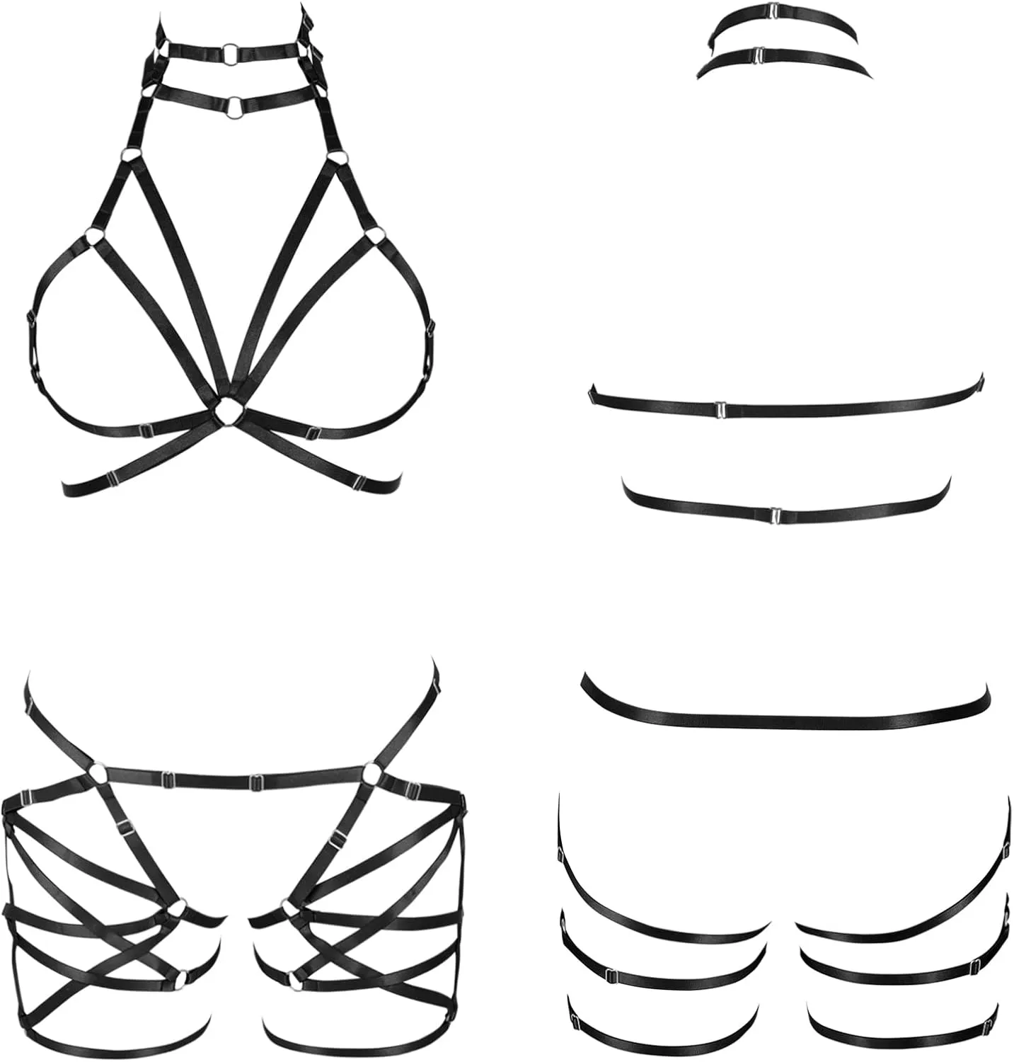 Body harness for women Bra Goth Stretchy fabric Halloween Plus size Punk Chest strap belt Festival rave Lingerie cage