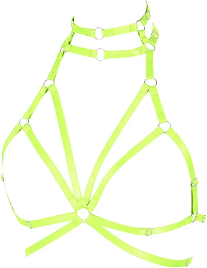 Body harness for women Bra Goth Stretchy fabric Halloween Plus size Punk Chest strap belt Festival rave Lingerie cage