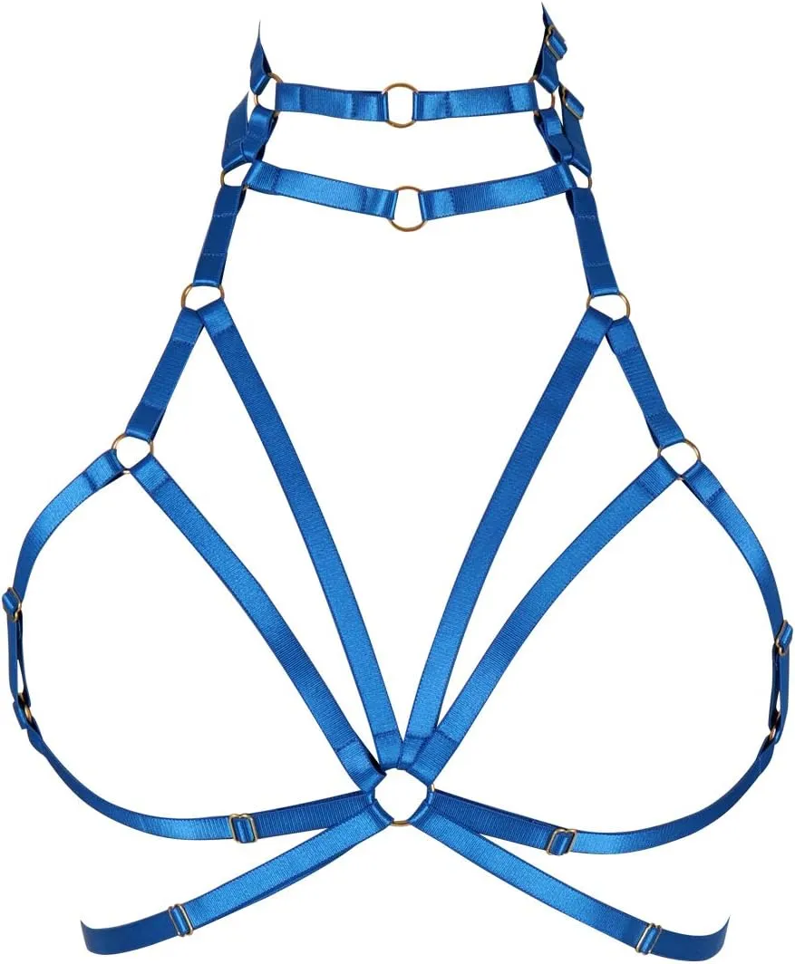 Body harness for women Bra Goth Stretchy fabric Halloween Plus size Punk Chest strap belt Festival rave Lingerie cage