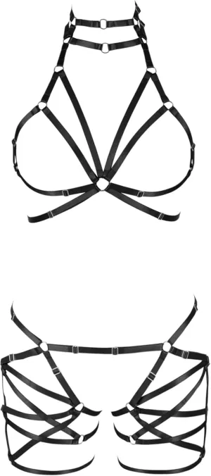 Body harness for women Bra Goth Stretchy fabric Halloween Plus size Punk Chest strap belt Festival rave Lingerie cage