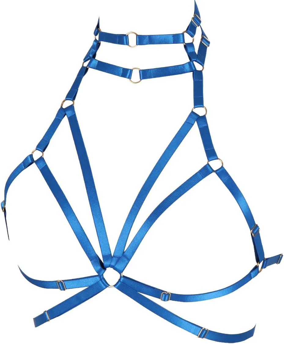 Body harness for women Bra Goth Stretchy fabric Halloween Plus size Punk Chest strap belt Festival rave Lingerie cage