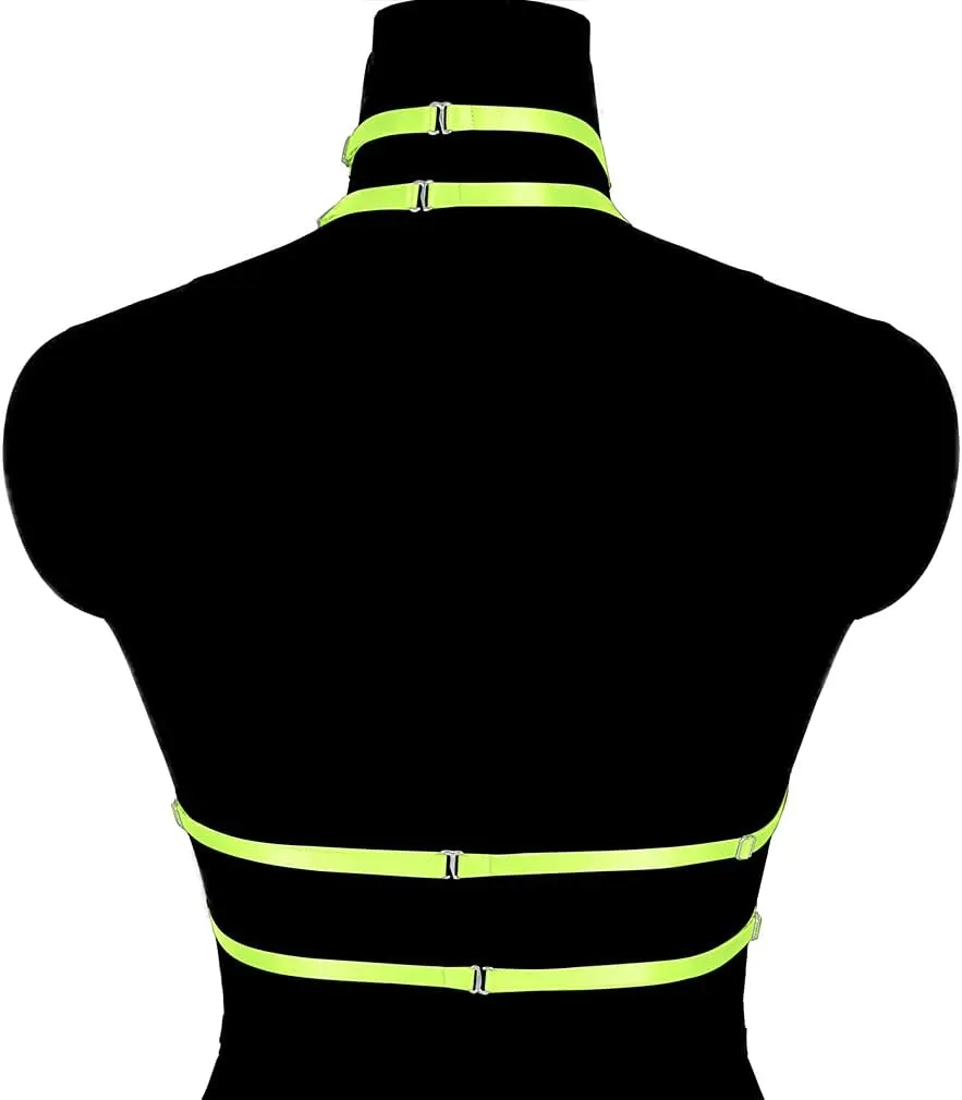 Body harness for women Bra Goth Stretchy fabric Halloween Plus size Punk Chest strap belt Festival rave Lingerie cage