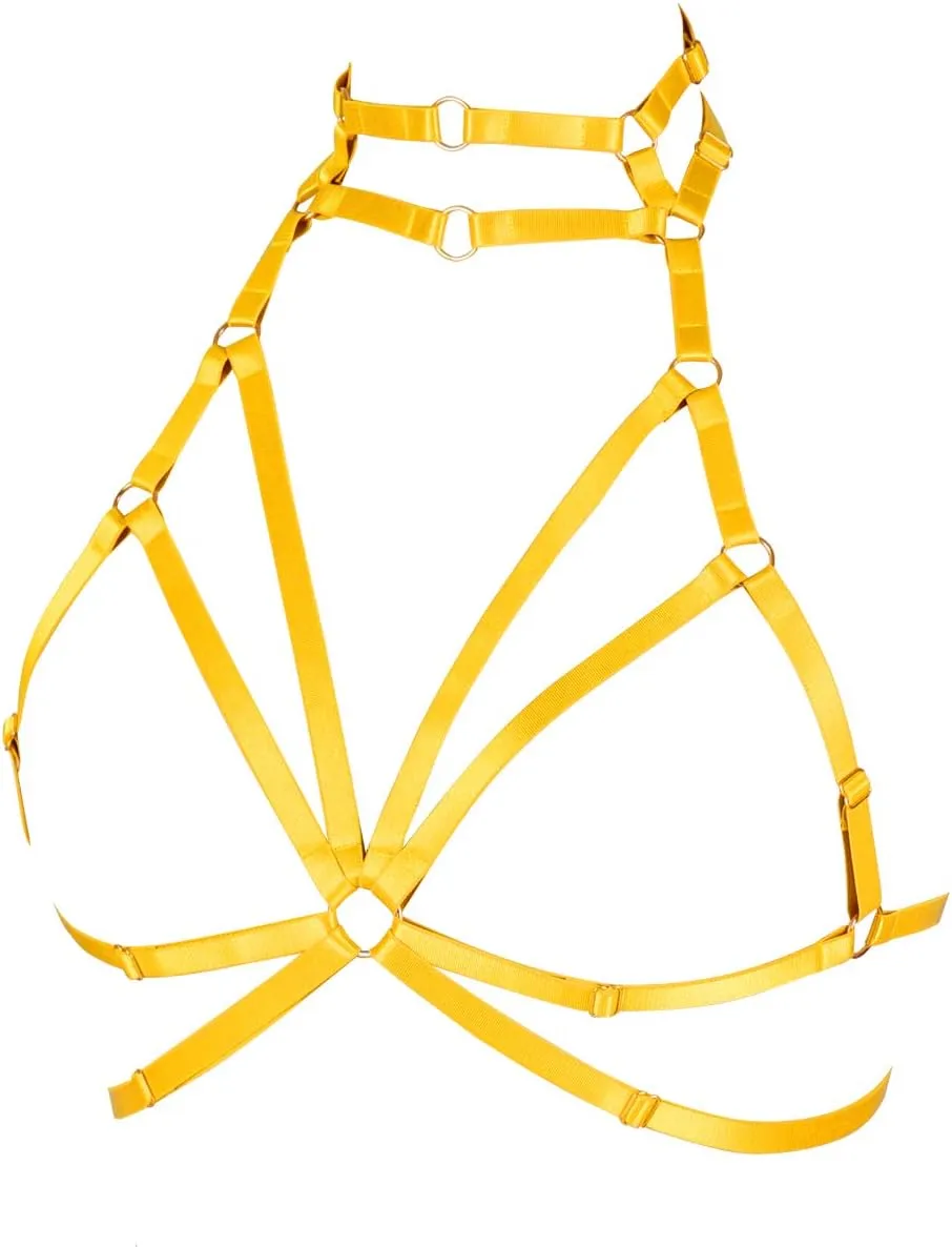 Body harness for women Bra Goth Stretchy fabric Halloween Plus size Punk Chest strap belt Festival rave Lingerie cage