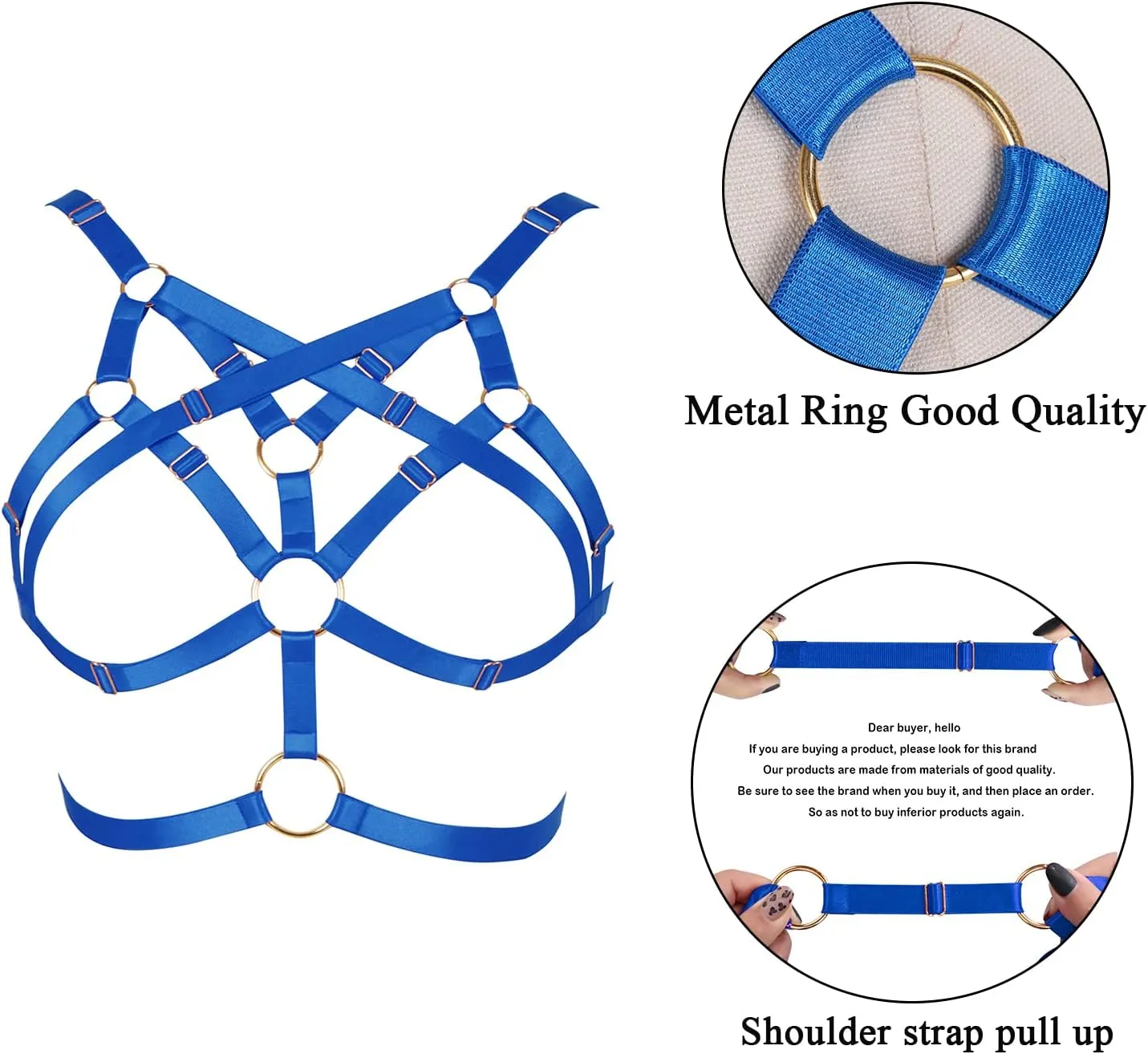 Body Harness for Women Bra Lingerie cage Top Punk Plus Size Chest Strap Belt Stretchy Fabric Festival Rave Adjustable