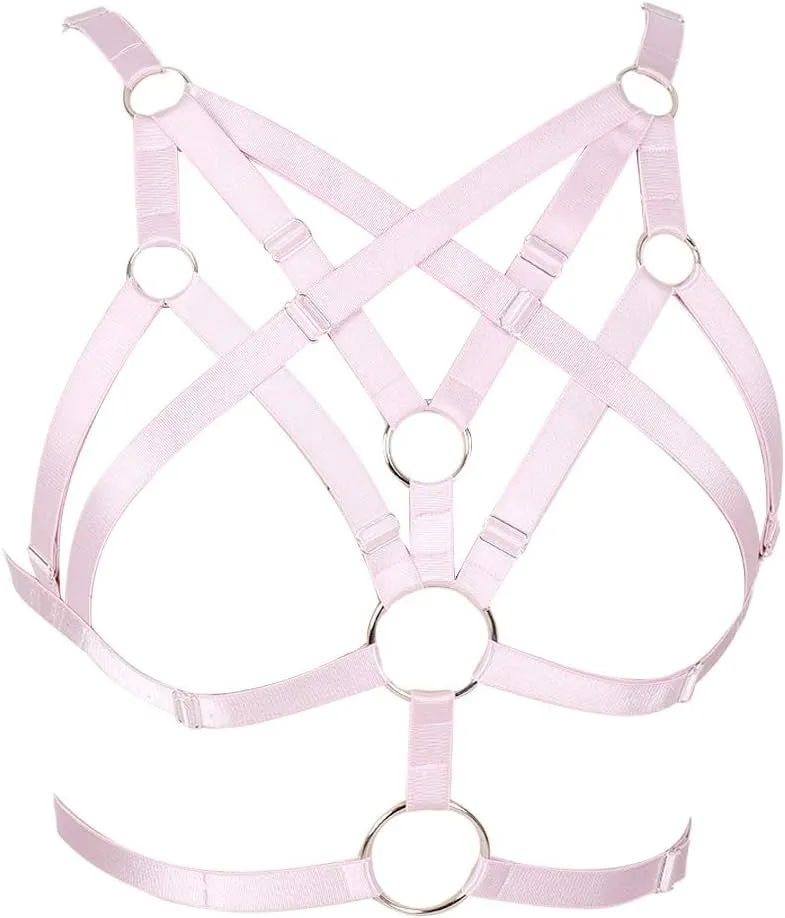 Body Harness for Women Bra Lingerie cage Top Punk Plus Size Chest Strap Belt Stretchy Fabric Festival Rave Adjustable