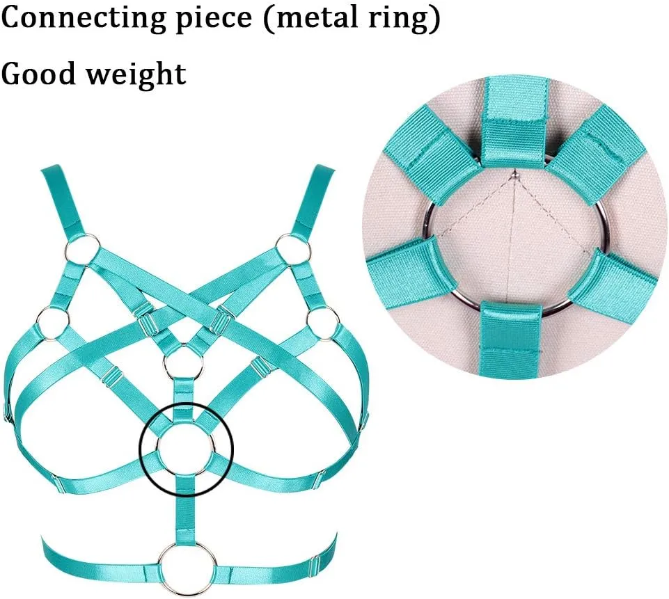 Body Harness for Women Bra Lingerie cage Top Punk Plus Size Chest Strap Belt Stretchy Fabric Festival Rave Adjustable
