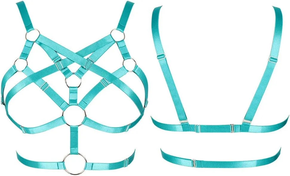 Body Harness for Women Bra Lingerie cage Top Punk Plus Size Chest Strap Belt Stretchy Fabric Festival Rave Adjustable
