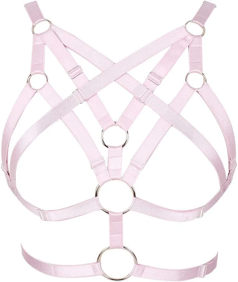 Body Harness for Women Bra Lingerie cage Top Punk Plus Size Chest Strap Belt Stretchy Fabric Festival Rave Adjustable