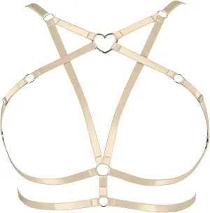 Body Harness Plus Size Pentagram Heart-Shaped Tops Full Cage Hollow Out Bra Women Punk Goth Festival Rave Clothing