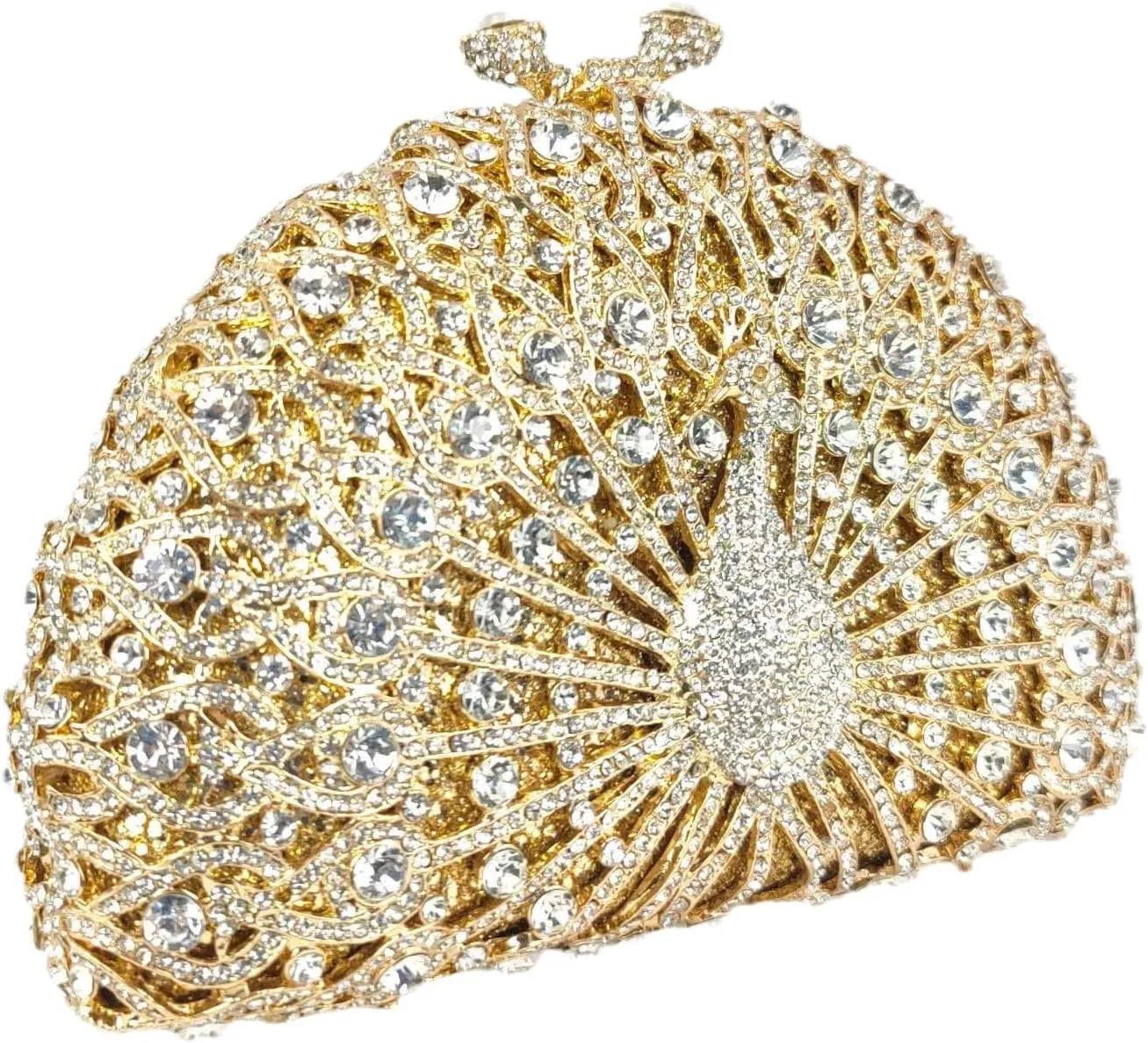 Boutique De FGG Peacock Clutch Bag Women Crystal Evening Handbags Bridal Wedding Rhinestone Clutch Purse Party Prom Bag,Mini