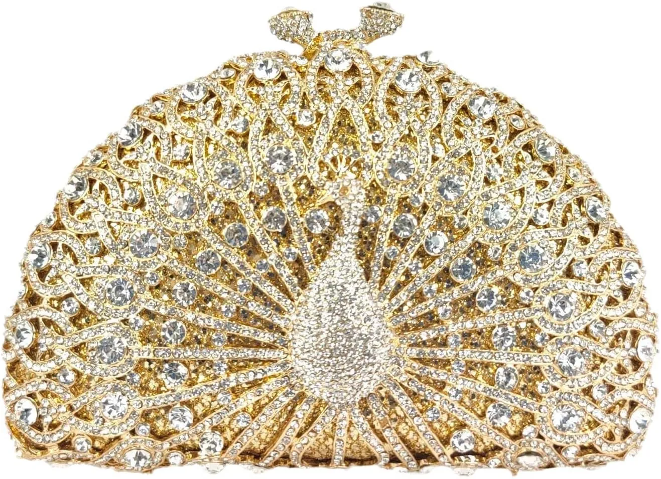 Boutique De FGG Peacock Clutch Bag Women Crystal Evening Handbags Bridal Wedding Rhinestone Clutch Purse Party Prom Bag,Mini