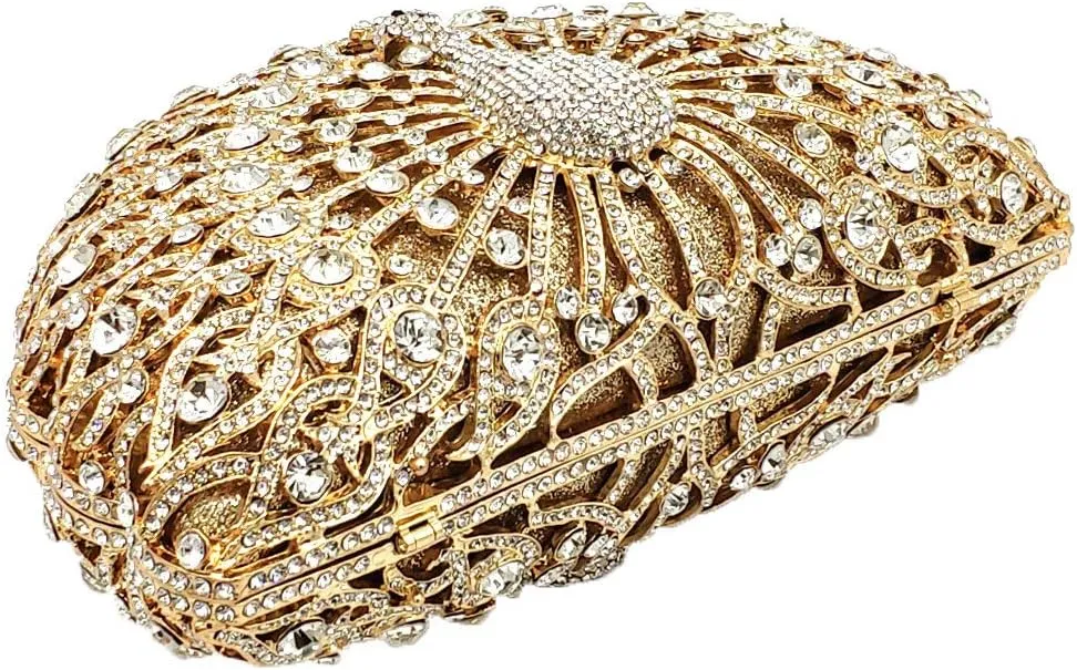 Boutique De FGG Peacock Clutch Bag Women Crystal Evening Handbags Bridal Wedding Rhinestone Clutch Purse Party Prom Bag,Mini