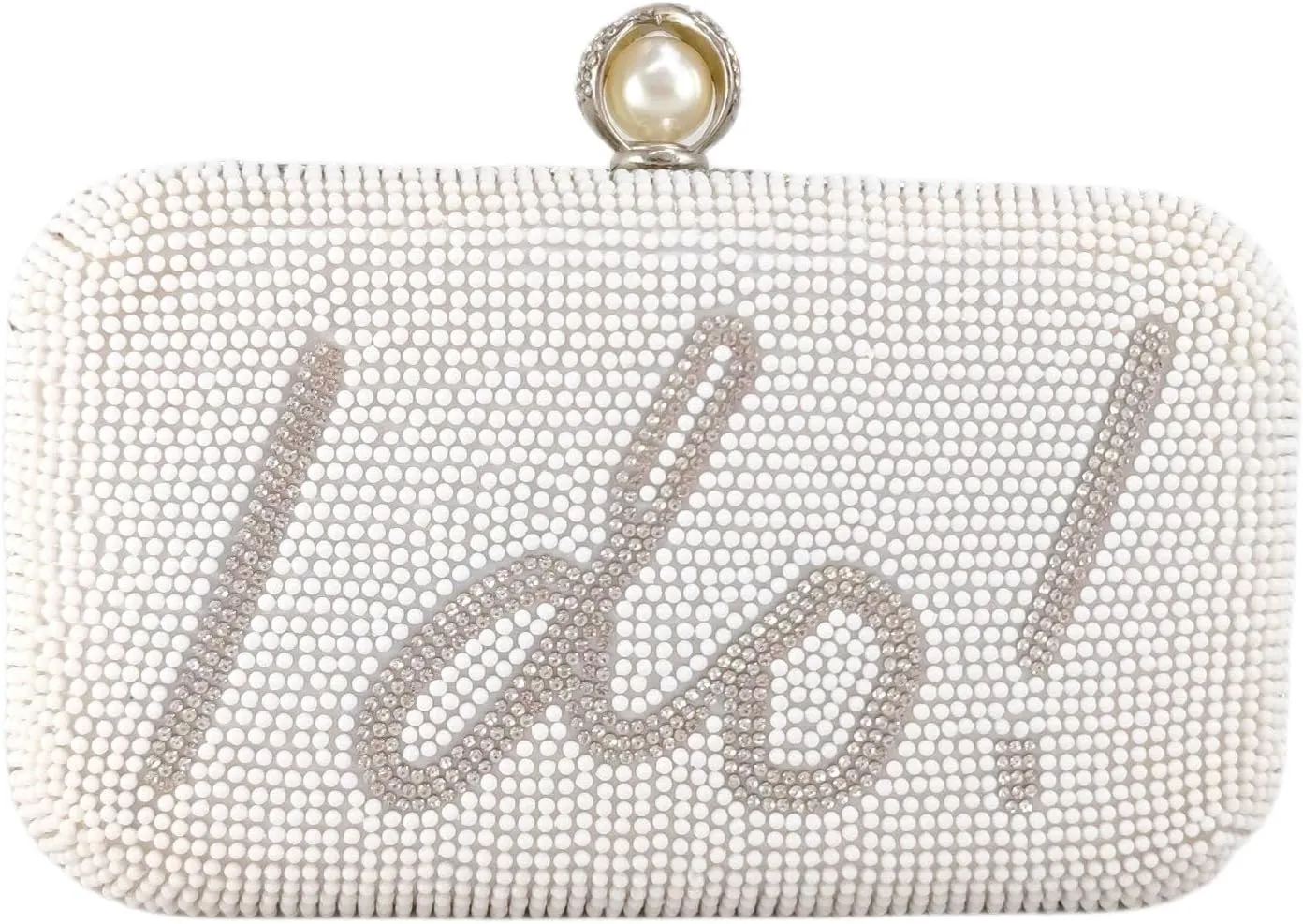 Boutique De FGG Vintage Women Beaded Evening Bags and Clutches Bridal Pearl Clutch Purse Wedding Party Bride Handbag,Mini