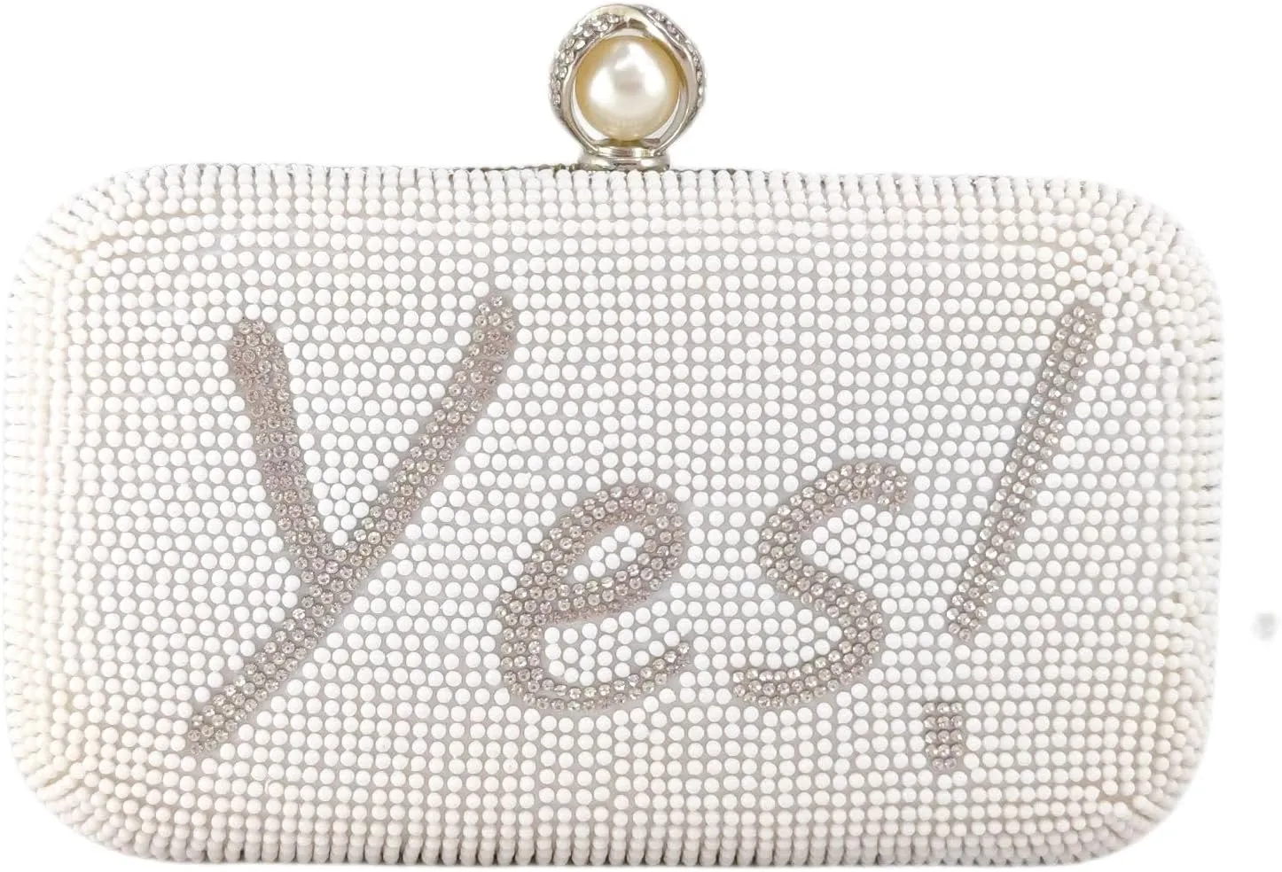 Boutique De FGG Vintage Women Beaded Evening Bags and Clutches Bridal Pearl Clutch Purse Wedding Party Bride Handbag,Mini