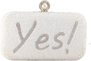 Boutique De FGG Vintage Women Beaded Evening Bags and Clutches Bridal Pearl Clutch Purse Wedding Party Bride Handbag,Mini