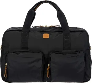 Bric's X-BAG 18-Inch Cargo Duffle Bag - Luxury Travel Bag with Luggage Sleeve - Carry On Bag and Weekender Bag Made from Durable Satin Nylon - Black