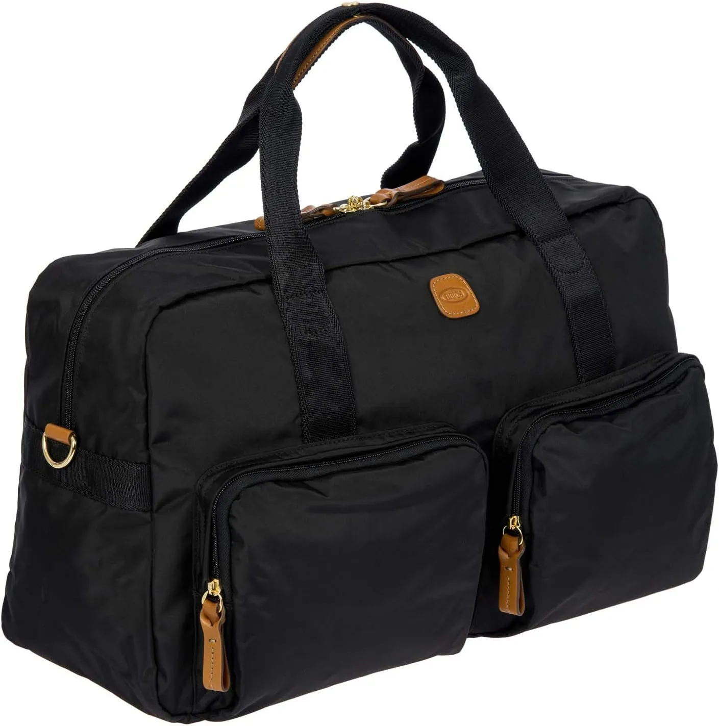 Bric's X-BAG 18-Inch Cargo Duffle Bag - Luxury Travel Bag with Luggage Sleeve - Carry On Bag and Weekender Bag Made from Durable Satin Nylon - Black