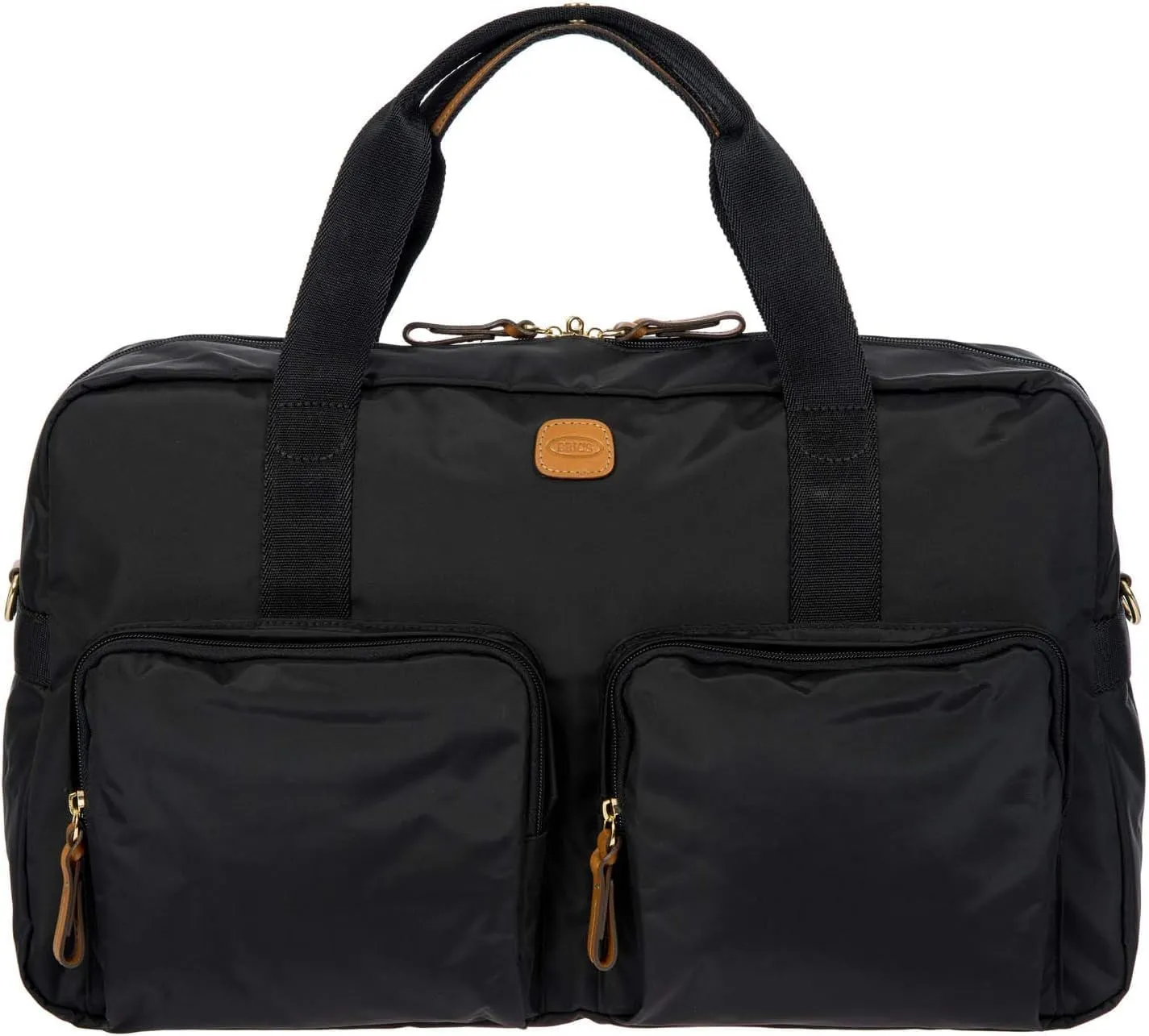 Bric's X-BAG 18-Inch Cargo Duffle Bag - Luxury Travel Bag with Luggage Sleeve - Carry On Bag and Weekender Bag Made from Durable Satin Nylon - Black