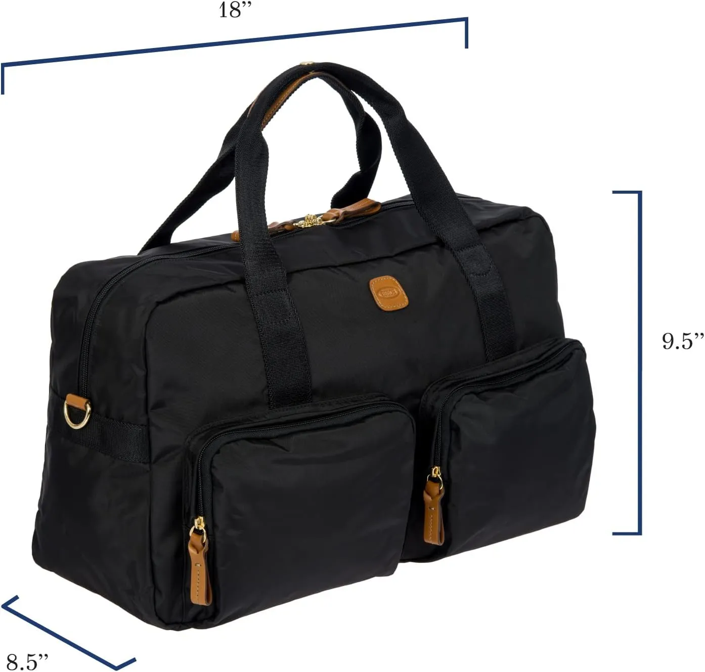 Bric's X-BAG 18-Inch Cargo Duffle Bag - Luxury Travel Bag with Luggage Sleeve - Carry On Bag and Weekender Bag Made from Durable Satin Nylon - Black