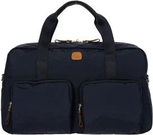 Bric's X-BAG 18-Inch Cargo Duffle Bag - Luxury Travel Bag with Luggage Sleeve - Carry On Bag and Weekender Bag Made from Durable Satin Nylon - Navy