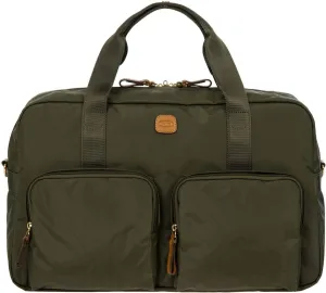Bric's X-BAG 18-Inch Cargo Duffle Bag - Luxury Travel Bag with Luggage Sleeve - Carry On Bag and Weekender Bag Made from Durable Satin Nylon - Olive
