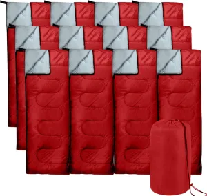 Bulk 10 Pack Envelope Sleeping Bags, 4 Seasons Warm or Cold Lightweight Indoor Outdoor Sleeping Bags for Adults, Backpacking, Camping