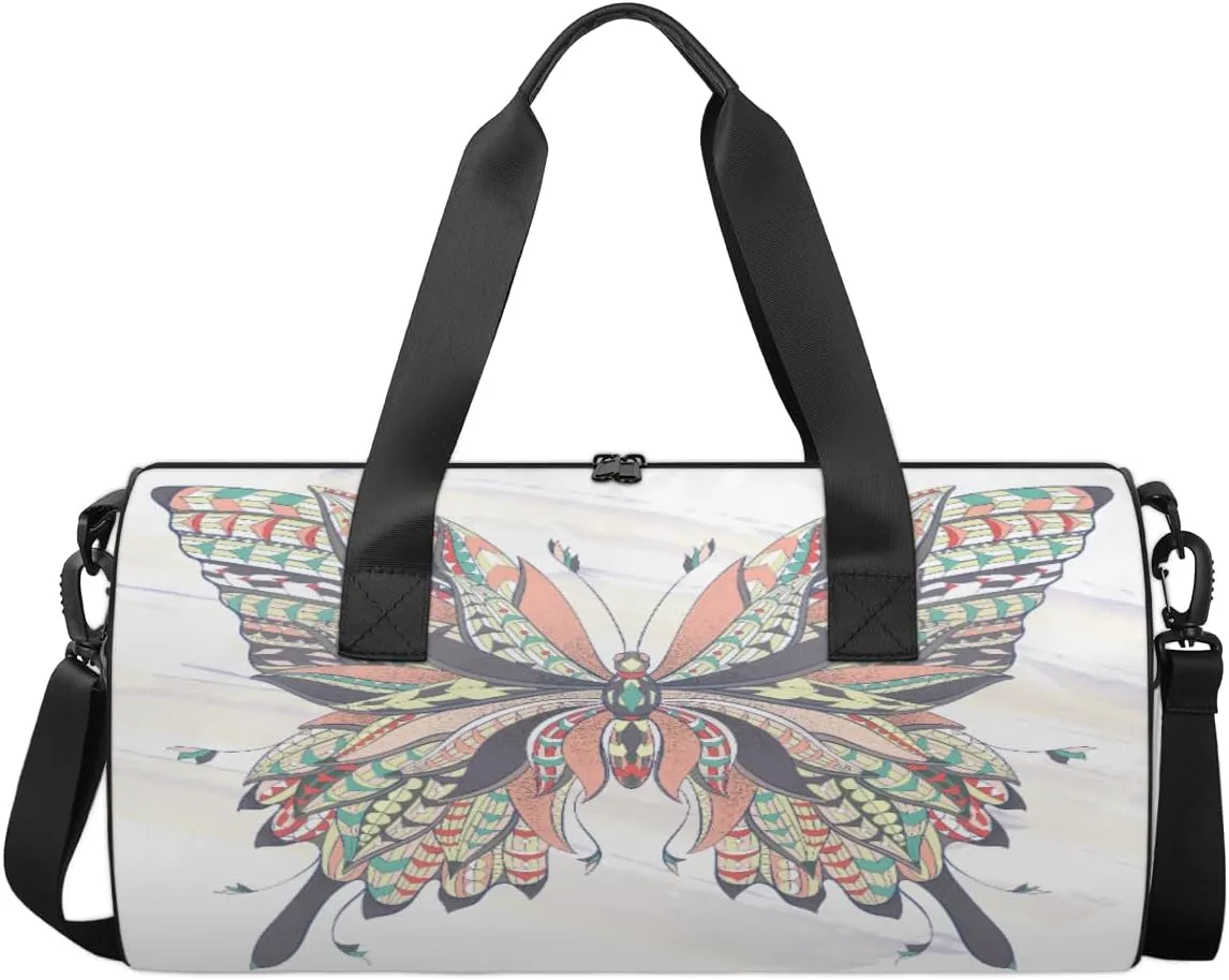 Butterfly Travel Duffel Bag Colorful Moths Sports Gym Bag Men Women Sports Travel Luggage Bag 17.6”×9”×9 “ Duffel Bag Weekend Overnight Gym Bag Nvenient For Carrying