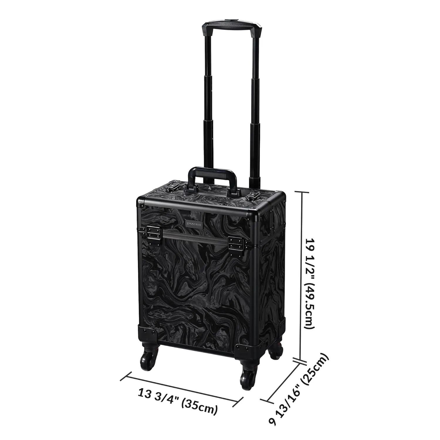 BYOOTIQUE Rolling Makeup Train Case on Wheels Cosmetology Organizer Box Professional Aluminum Cosmetic Trolley Travel Suitcase for Salon Barber Hairstylist Artist,CoyoteButtes Shadows