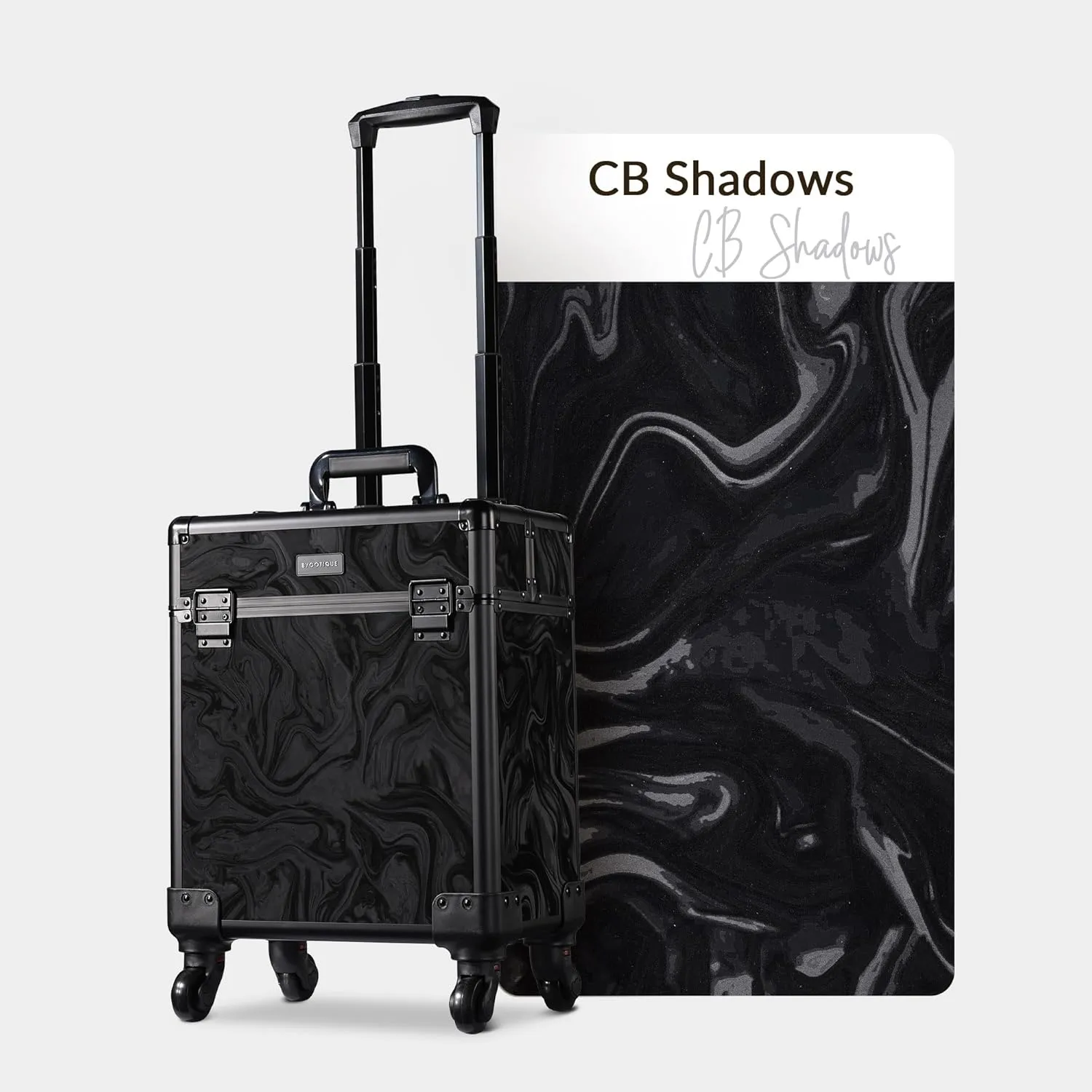 BYOOTIQUE Rolling Makeup Train Case on Wheels Cosmetology Organizer Box Professional Aluminum Cosmetic Trolley Travel Suitcase for Salon Barber Hairstylist Artist,CoyoteButtes Shadows