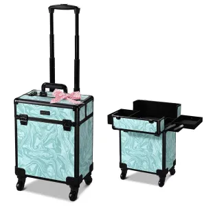 BYOOTIQUE Rolling Makeup Train Case on Wheels Cosmetology Organizer Box Professional Aluminum Cosmetic Trolley Travel Suitcase for Salon Barber Hairstylist Artist,CoyoteButtes Vitality