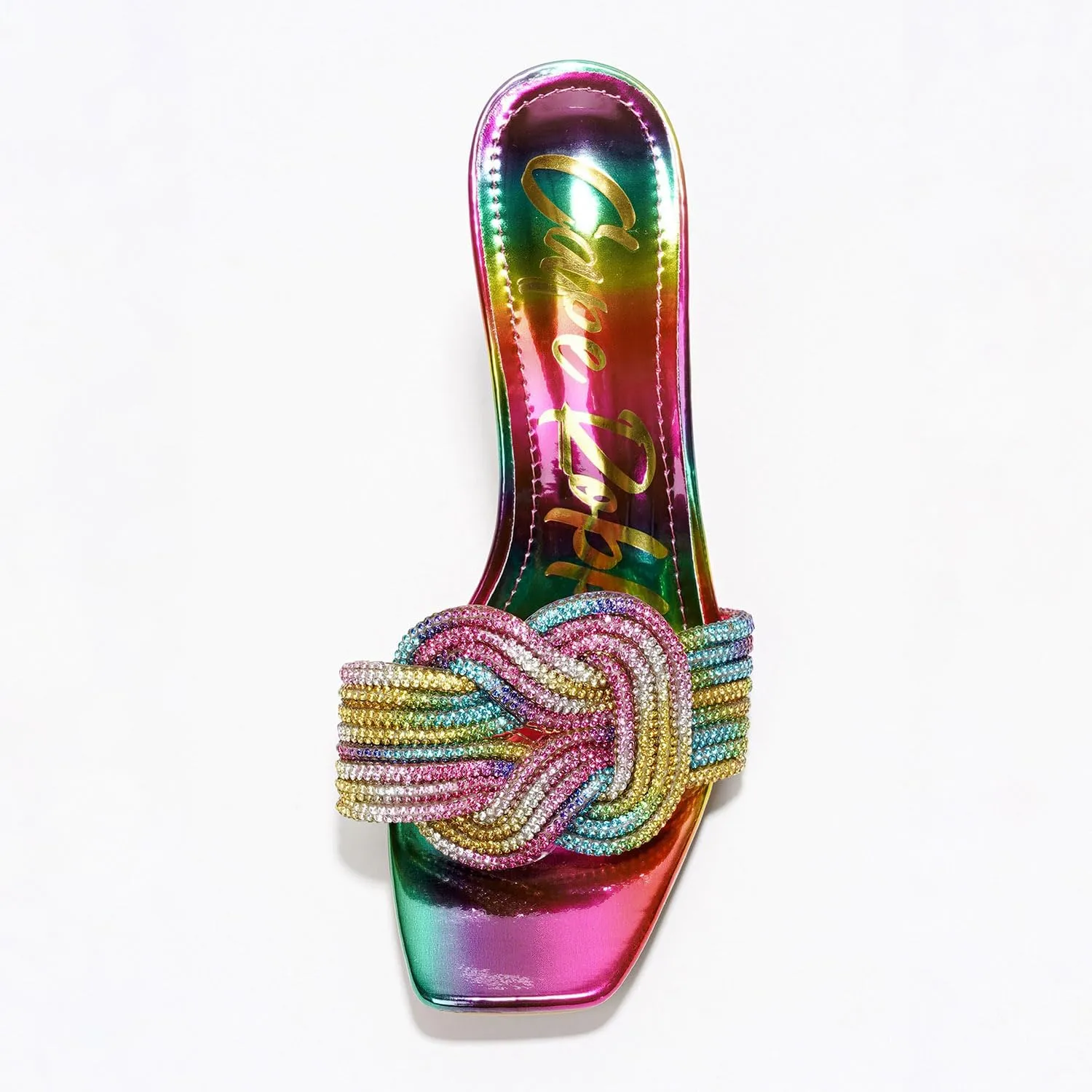 Cape Robbin Women's Stiletto Heels - Slip-On Sandals with Rhinestone-Embellished Knot & Open Toe (Flynn)