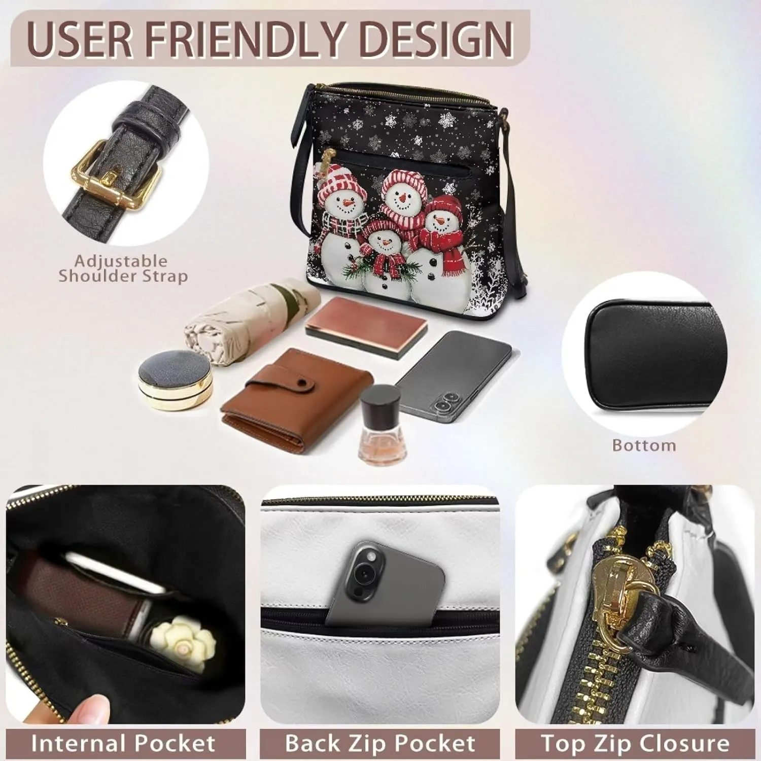 Casual Crossbody Bags for Women Leather Shoulder Bag Hobo Purses for Women Christmas Handbags