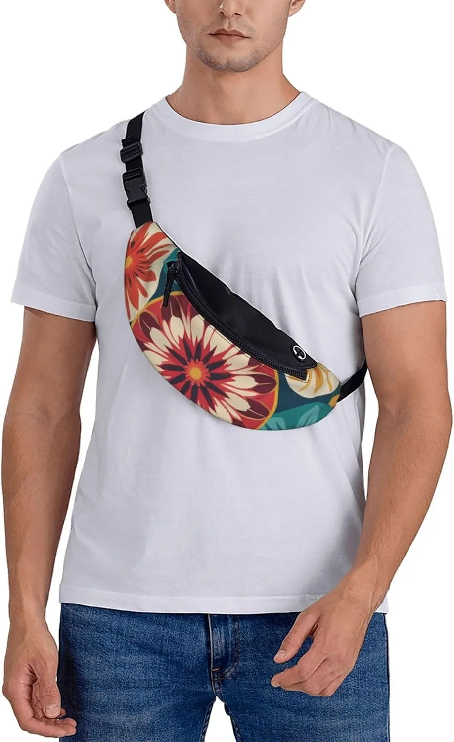 Casual Medallion Multi Printed Fanny Pack,Crossbody Fanny packs for women Men Waist Bag for Running Travel