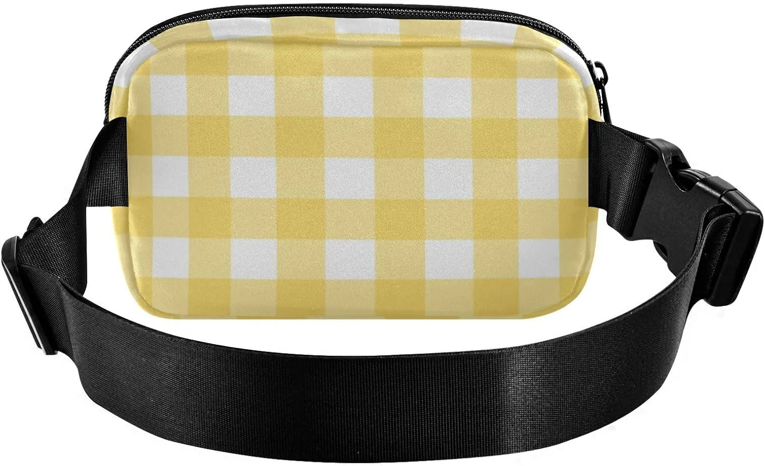 Checkered Yellow White Buffalo Check Plaid Fanny Packs for Women Men, Crossbody Bags Fashionable Running Waist Packs with Adjustable Strap for Traveling 20244395