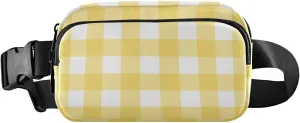Checkered Yellow White Buffalo Check Plaid Fanny Packs for Women Men, Crossbody Bags Fashionable Running Waist Packs with Adjustable Strap for Traveling 20244395
