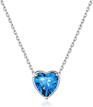 ChicSilver 925 Sterling Silver 12 Months Sparkling Round Cut Created Birthstone Pendant Necklace, 16 Inch Rolo Chain (with Gift Box)