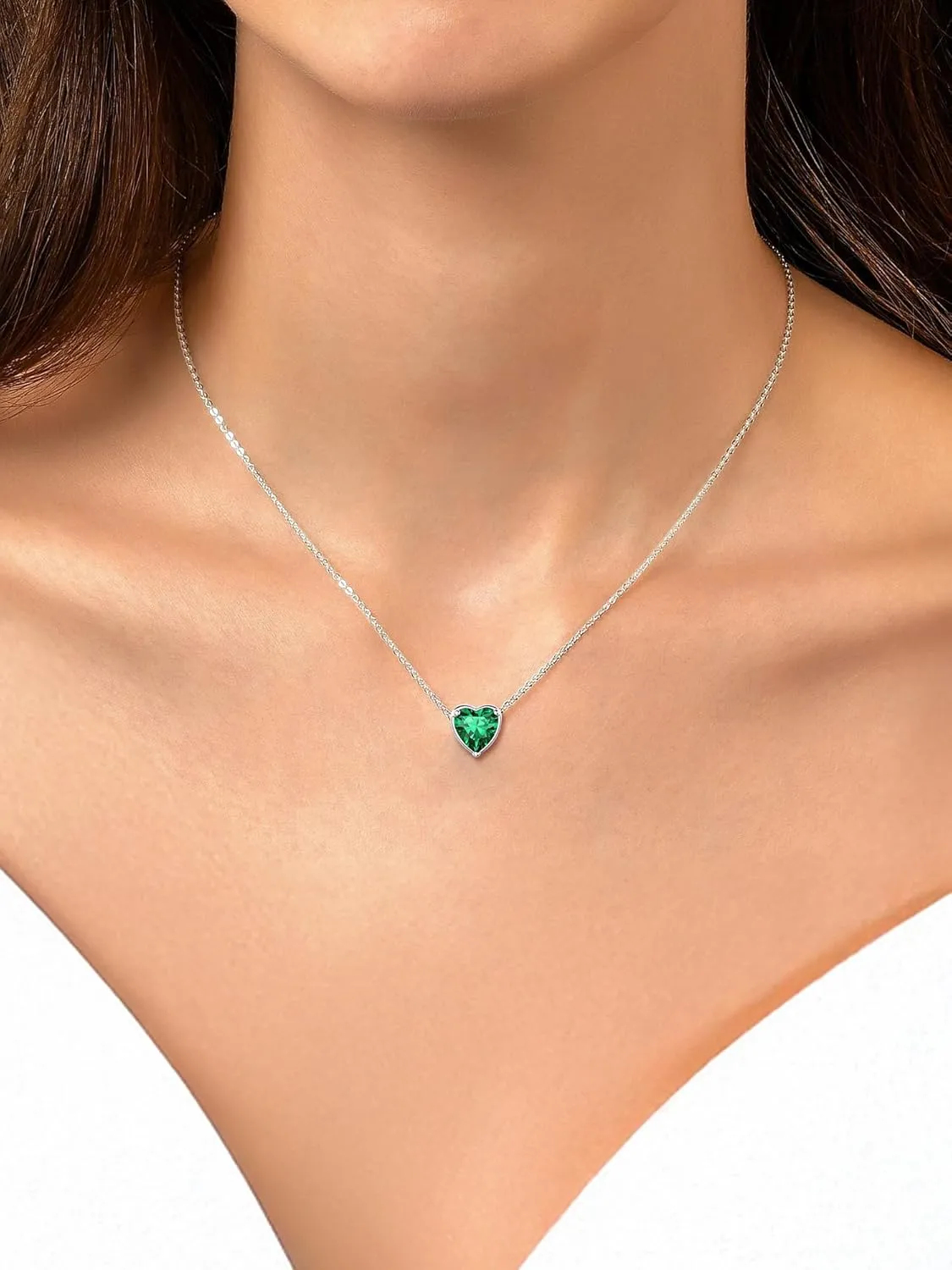 ChicSilver 925 Sterling Silver 12 Months Sparkling Round Cut Created Birthstone Pendant Necklace, 16 Inch Rolo Chain (with Gift Box)