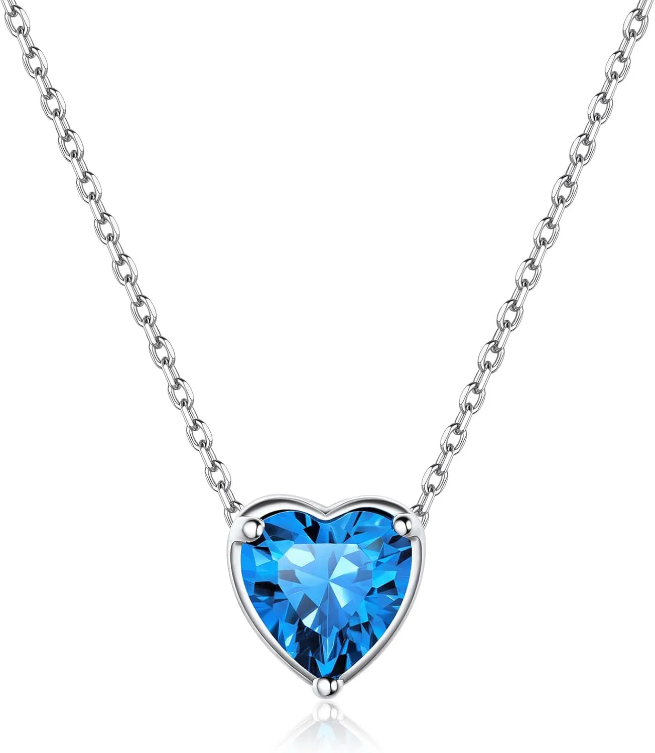 ChicSilver 925 Sterling Silver 12 Months Sparkling Round Cut Created Birthstone Pendant Necklace, 16 Inch Rolo Chain (with Gift Box)