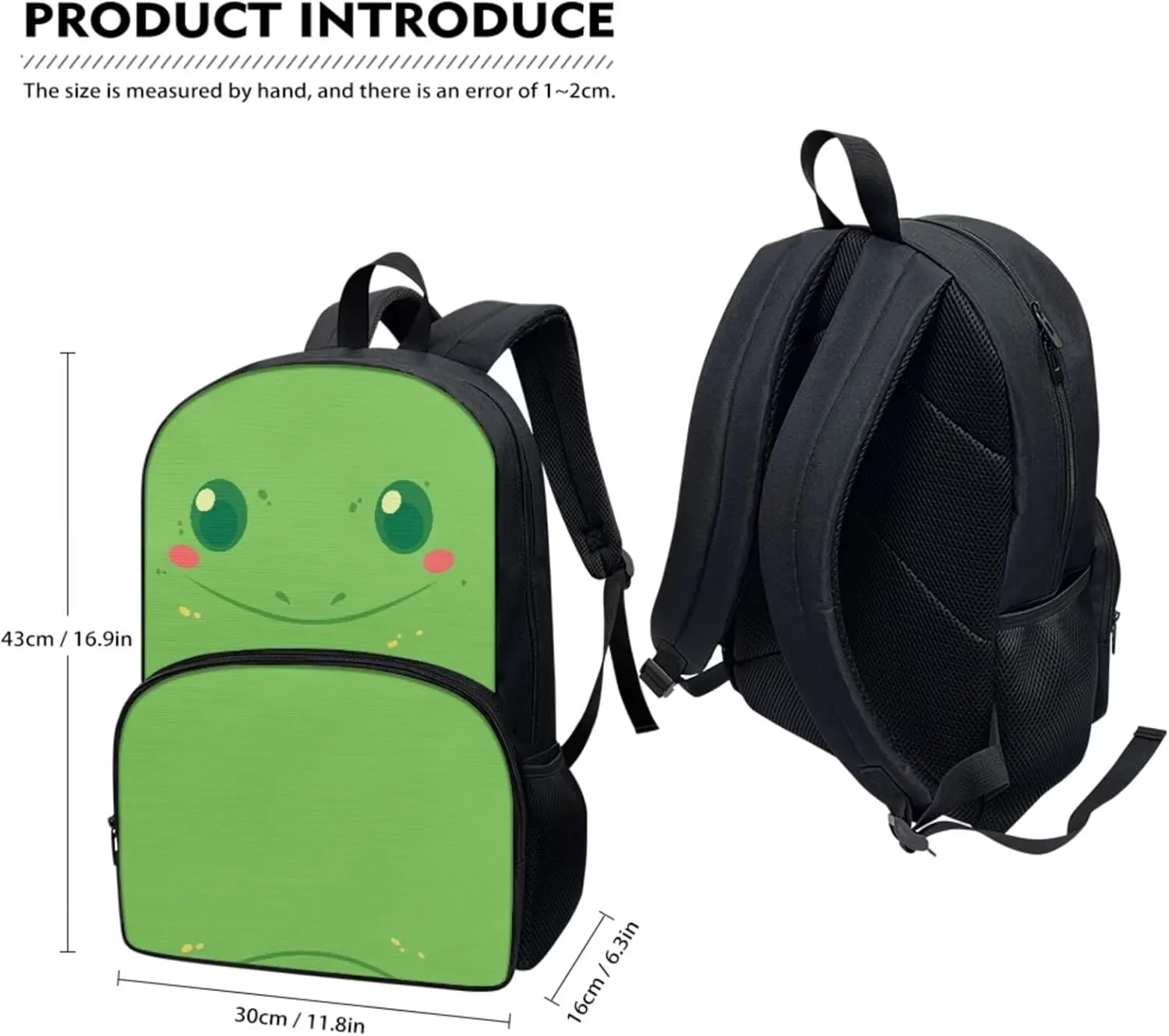 Children School Backpack Frog Animal Book Bags for Boys Girls Travel Picnic for lunch Bag Pen Case 3 Pieces for kids Acceptable Customized