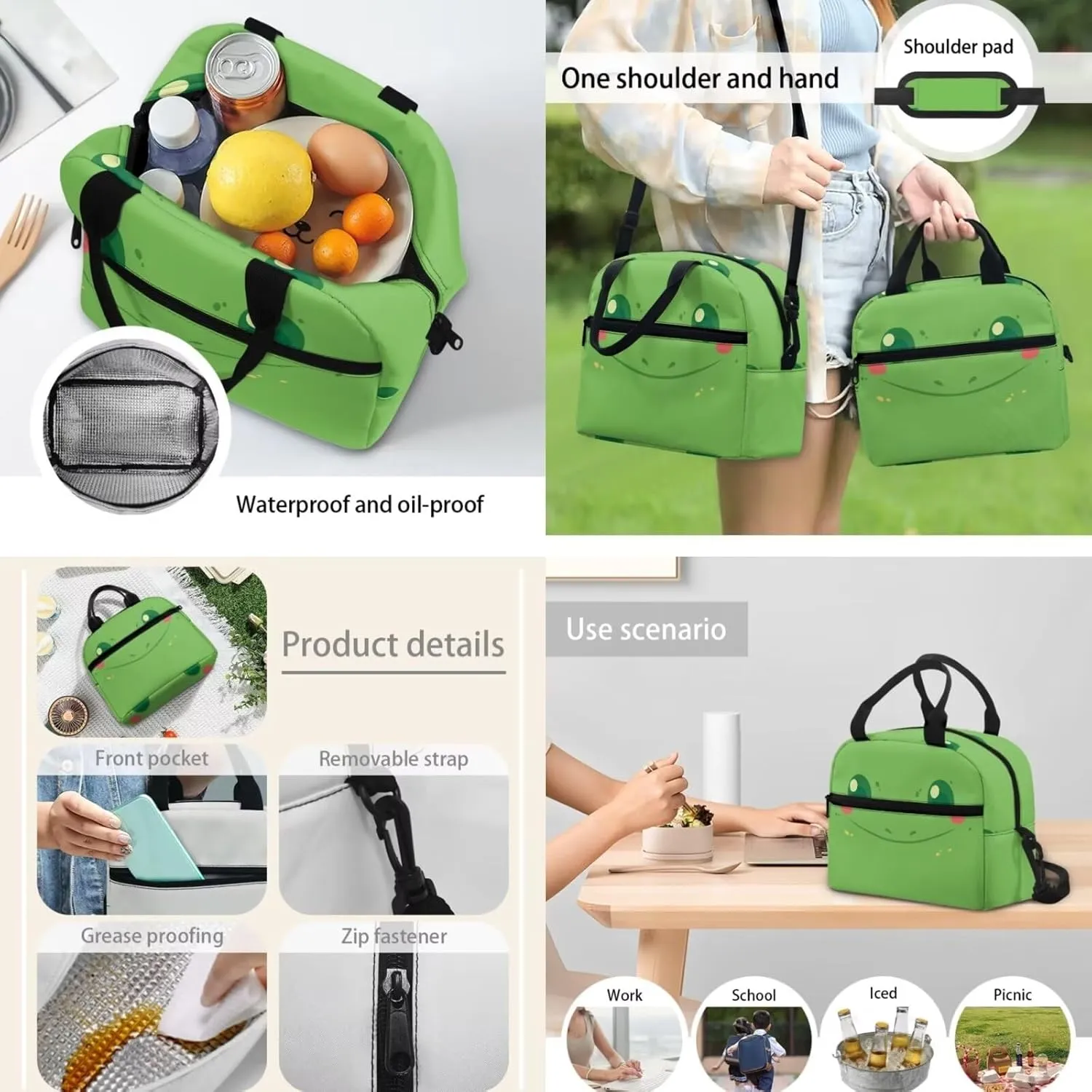 Children School Backpack Frog Animal Book Bags for Boys Girls Travel Picnic for lunch Bag Pen Case 3 Pieces for kids Acceptable Customized