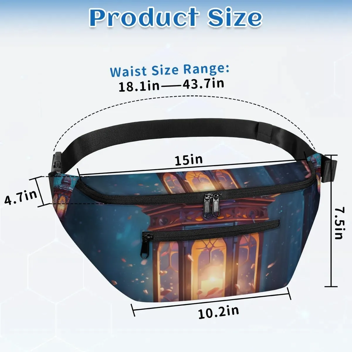 Christmas Lamp Sling Bag Crossbody Backpack Chest Daypack for Women Sport Travel Hiking Casual Bag Multipurpose Waist Pack With Zipper Closure Adjustable Strap Shoulder Bag